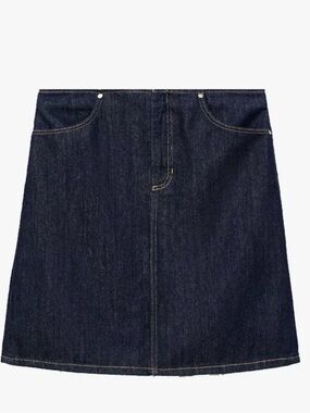 Mango Dark Blue Denim A-Line Skirt